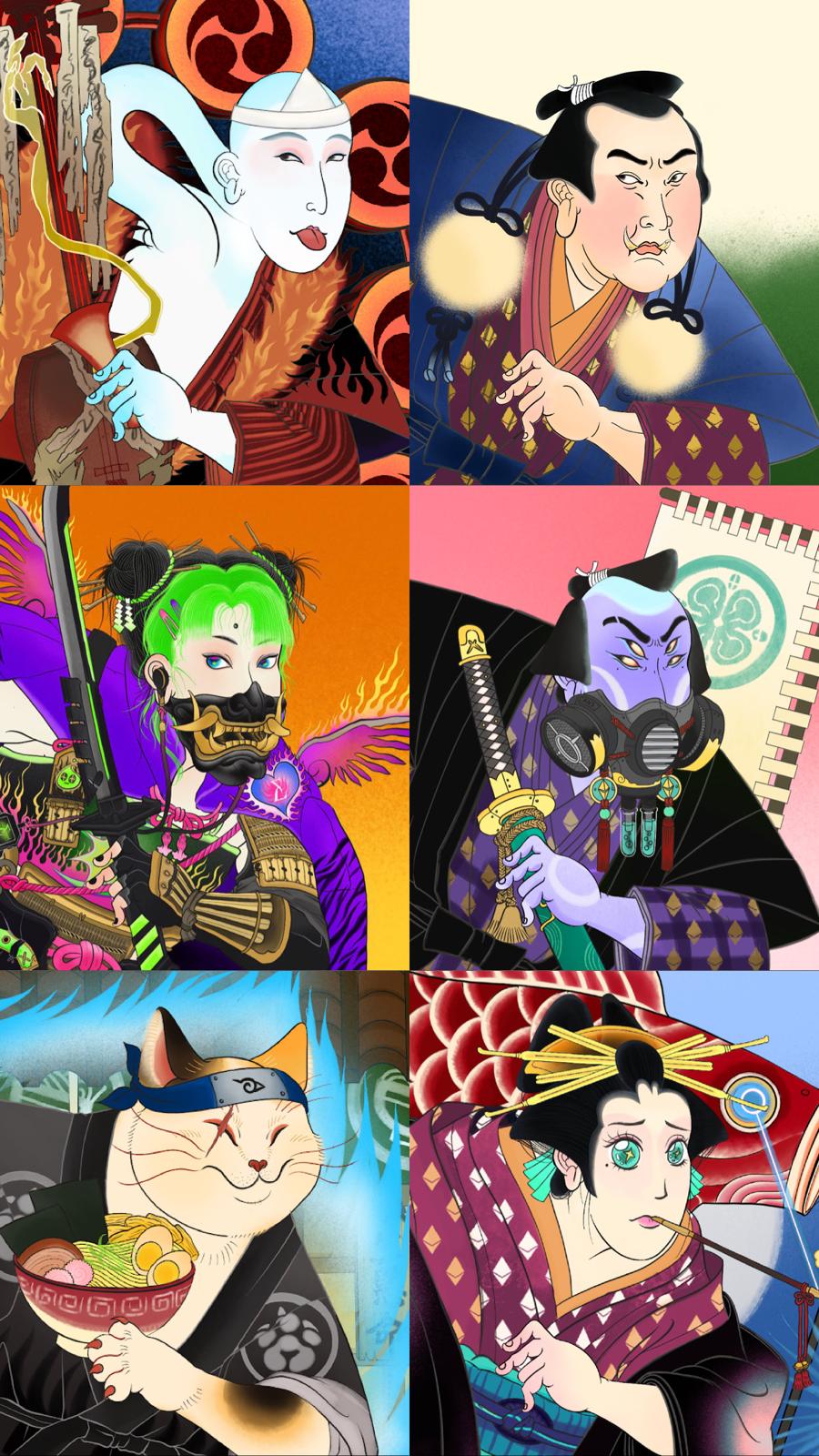 Katana N' Samurai ukiyo-e characters