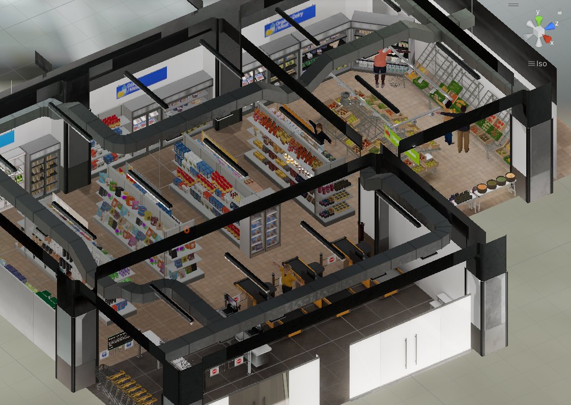 3D cutaway of the VR supermarket environment